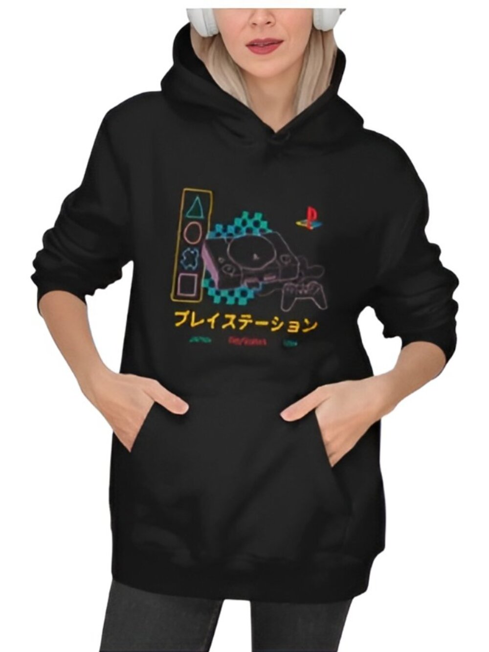 Sony PlayStation Women's Japan 1994 Hoodie Pull Over Black Size Medium / Small